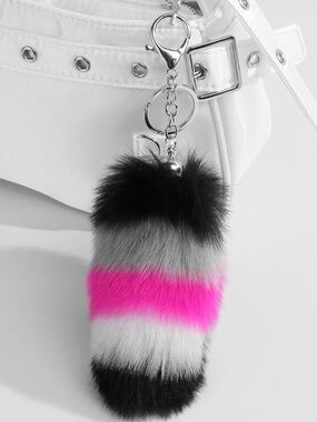 Mini Therian Grunge Emo Aesthetic Faux Fur Tail Keychain Accessory